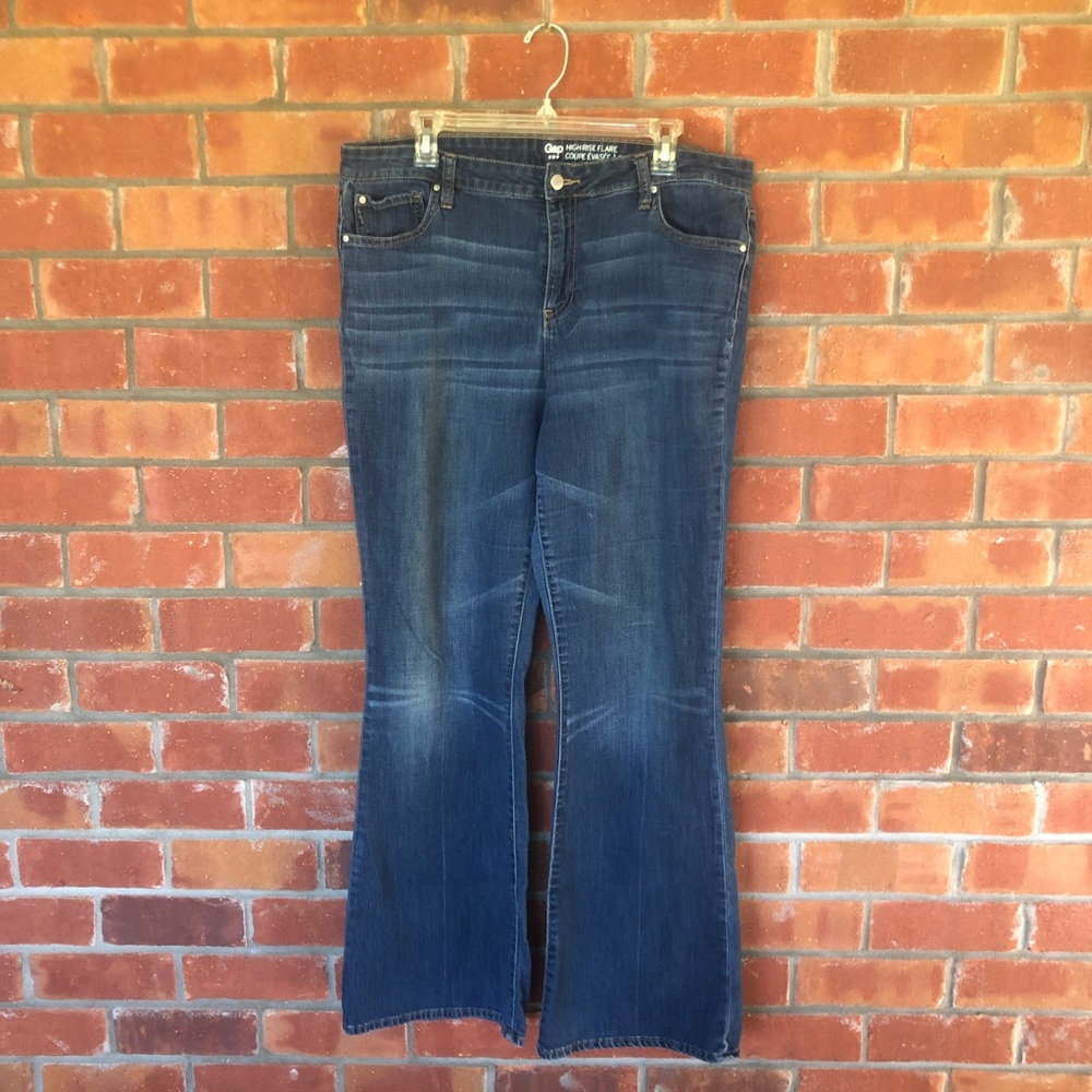 GAP 1969 High Rise Flare Jeans - Dark Blue - Size 18